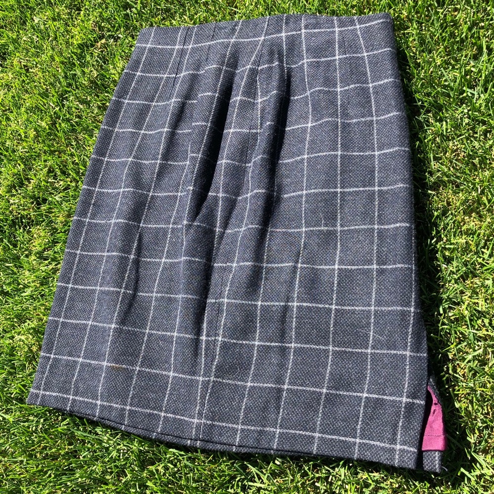 Vintage Black Plaid Pencil Skirt